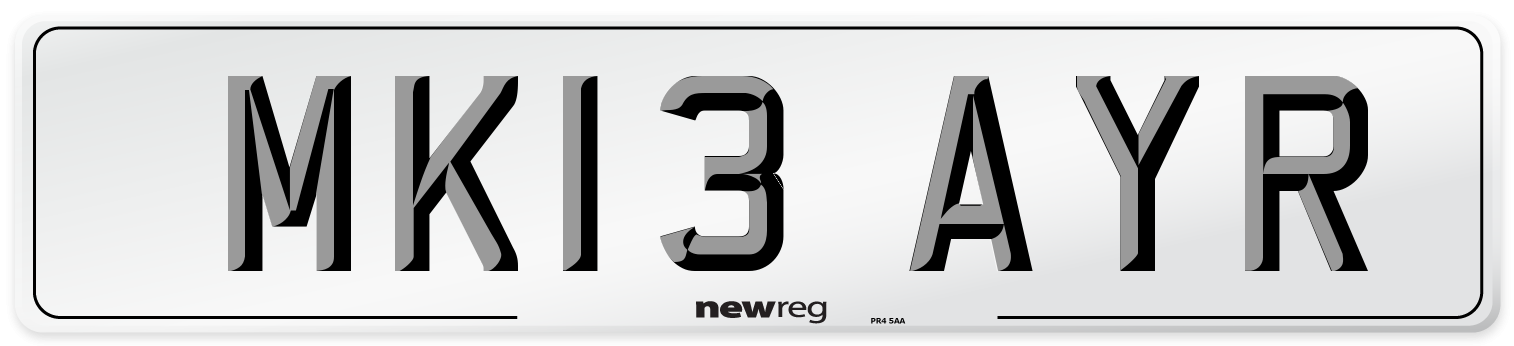 MK13 AYR Number Plate from New Reg